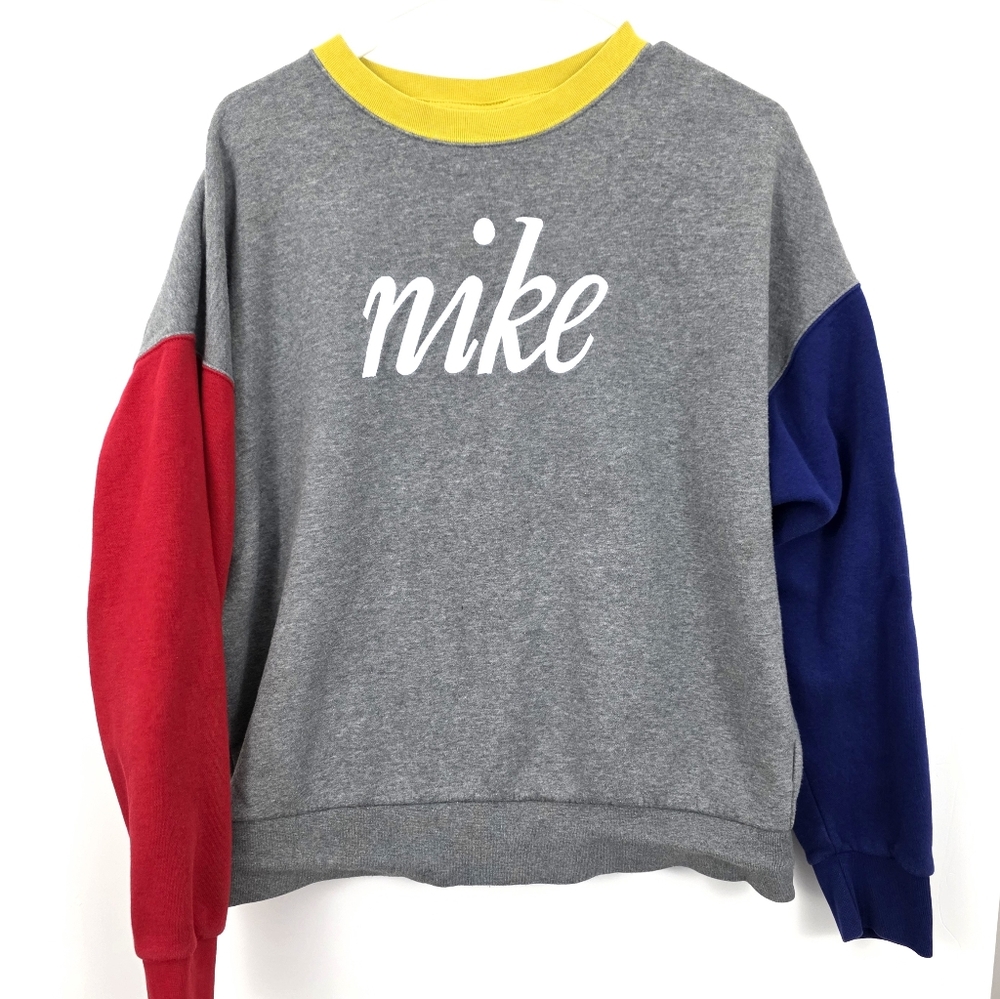 Nike Color Block Primary Color Pullover Sweater Medium Loungewear Crewneck